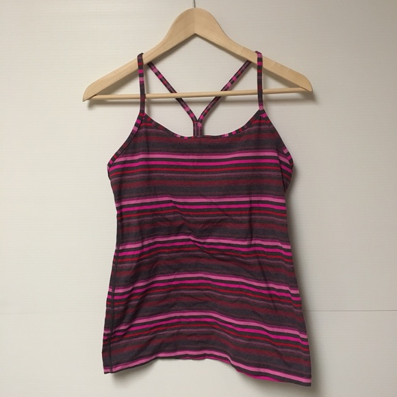 lululemon athletica Tops - Pink and Purple Striped Lulu Lemon Tank Top w/ Bra
